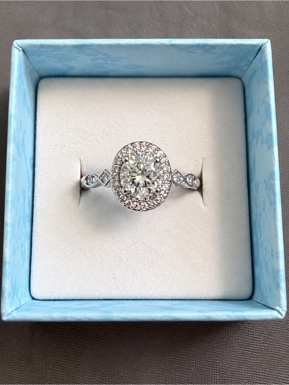💎 1 CT Moissanite Halo Ring – S925 Sterling Silver – Size 6.5